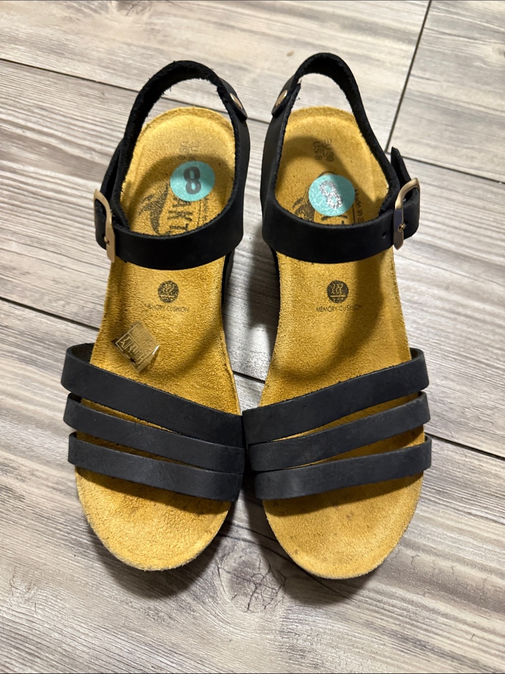 Plakton Black Strappy Comfort Sandals size 8